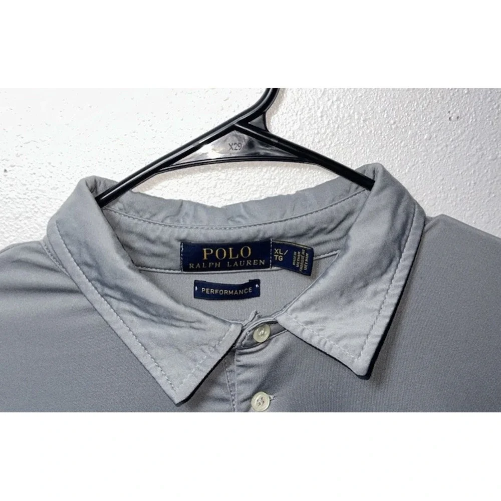 Ralph Lauren Polo Shirt Mens‎ XL Gray Performance Golf Stretch Wicking Pony